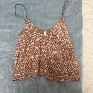 Women's Brown Patterned Top